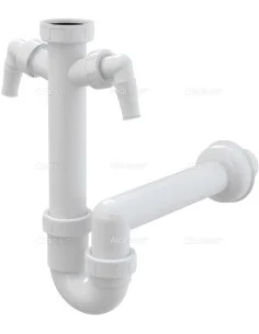 Alcaplast Pólsyfon zlewozmywaka rurowy z nakrętka 6/4" z dwoma przyłączami A82 Ø40