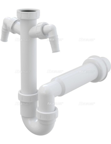 Alcaplast Pólsyfon zlewozmywaka rurowy z nakrętka 6/4" z dwoma przyłączami A82 Ø50