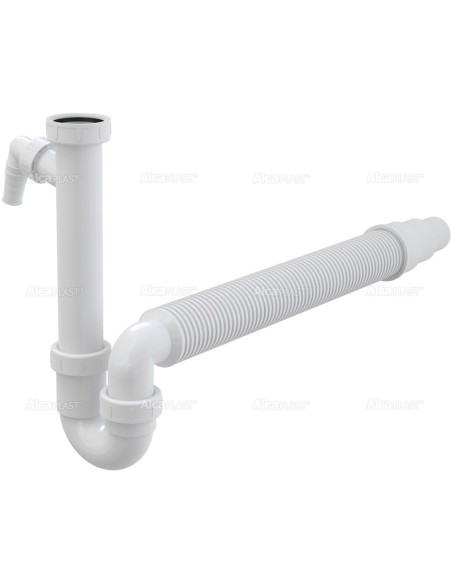 Alcaplast Półsyfon zlewozmywaka rurowy z nakrętka 6/4", z przyłączem i elastyczną rurą A83 Ø50/40