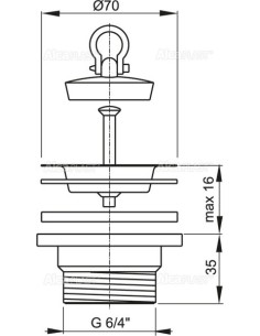 Alcaplast Spust zlewozmywaka 6/4" z nierdzewnym sitkiem Ø70 A33 2