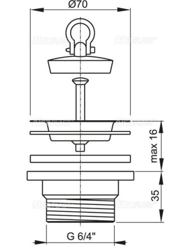 Alcaplast Spust zlewozmywaka 6/4" z nierdzewnym sitkiem Ø70 A33