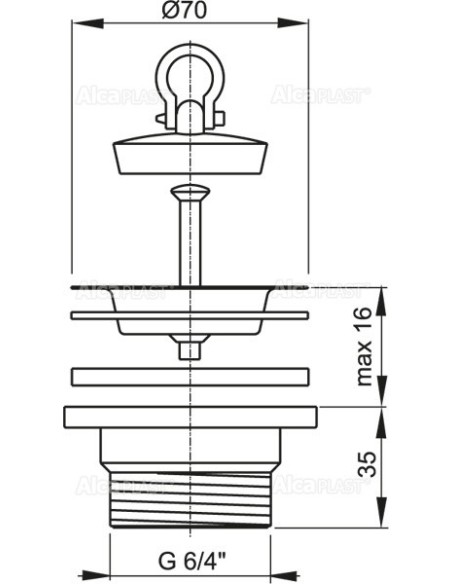 Alcaplast Spust zlewozmywaka 6/4" z nierdzewnym sitkiem Ø70 A33
