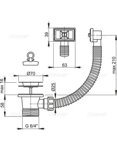 Alcaplast Zestaw odplywowo-przelewowy 6/4" z nierdzewnym sitkiem Ø70 A331 2