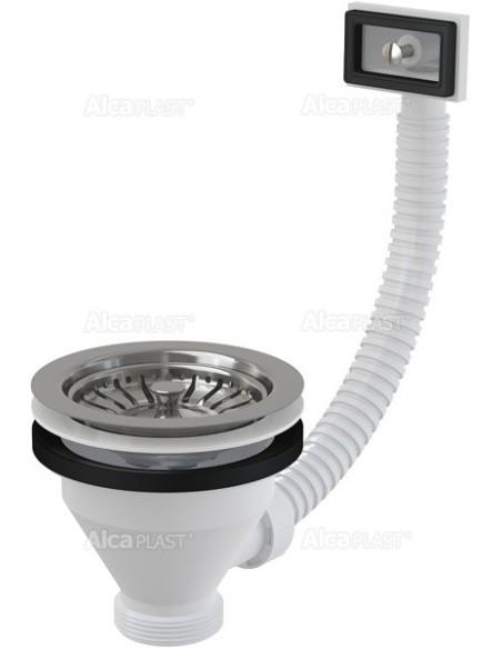 Alcaplast Zestaw odpływowo-przelewowy 6/4" z nierdzewnym sitkiem Ø115 A38
