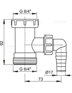 Alcaplast Złączka do syfonu zlewozmywaka 6/4" z przyłączem A30 2