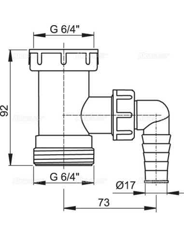 Alcaplast Złączka do syfonu zlewozmywaka 6/4" z przyłączem A30