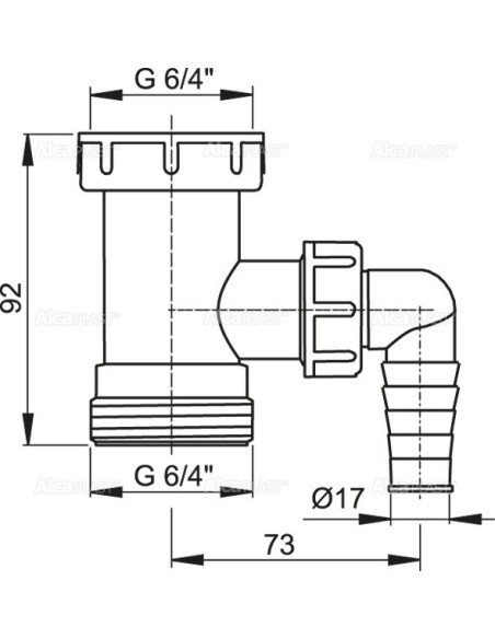 Alcaplast Złączka do syfonu zlewozmywaka 6/4" z przyłączem A30