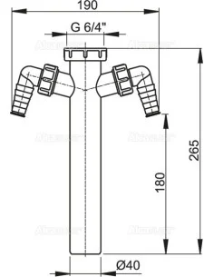 Alcaplast Rura do syfonu zlewozmywaka 6/4" z dwoma przyłączami A44M Ø40 2