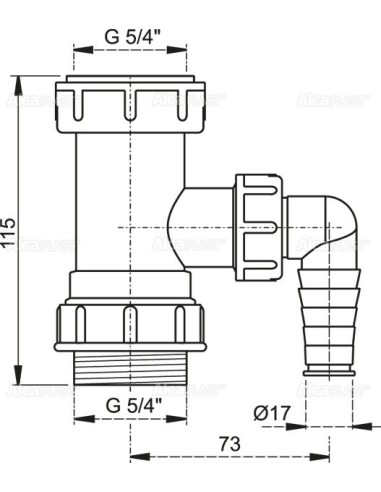 Alcaplast Złączka do syfonu zlewozmywaka 5/4" z przyłączem A300