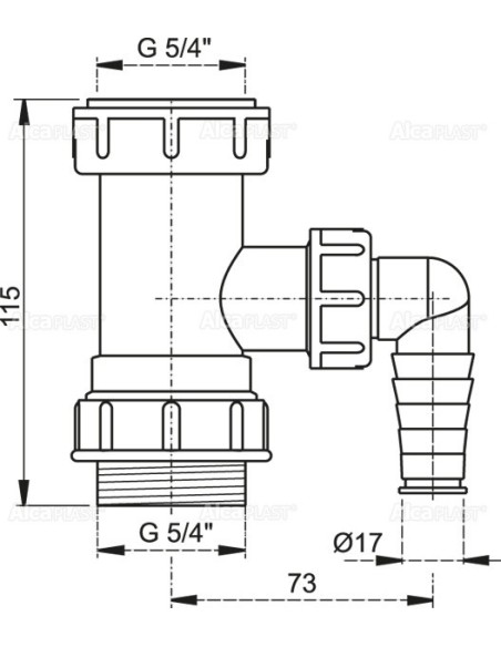 Alcaplast Złączka do syfonu zlewozmywaka 5/4" z przyłączem A300