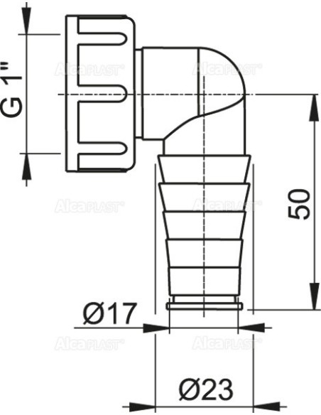 Alcaplast Kolanko komplet G1"/17–23 P048