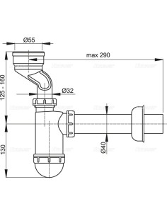 Alcaplast Syfon pisuarowy z manżetą A45A 2
