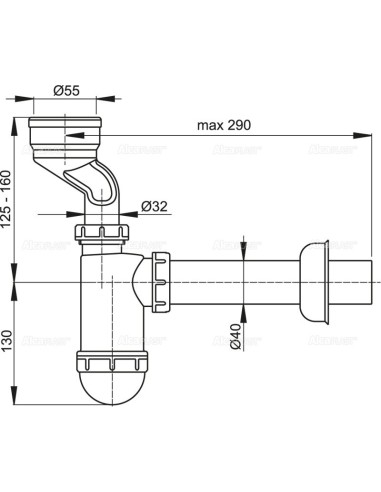 Alcaplast Syfon pisuarowy z manżetą A45A