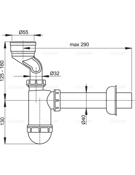Alcaplast Syfon pisuarowy z manżetą A45A