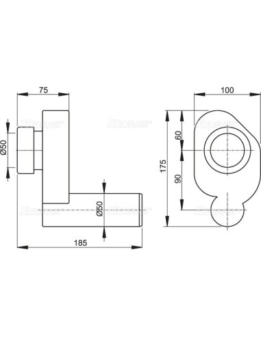 Alcaplast Syfon pisuarowy poziomy A45B