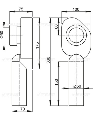 Alcaplast Syfon pisuarowy pionowy A45C