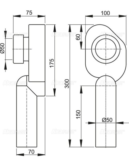 Alcaplast Syfon pisuarowy pionowy A45C