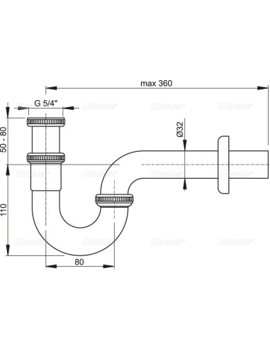 Alcaplast Syfon do bidetu Ø32 metalowy A45E