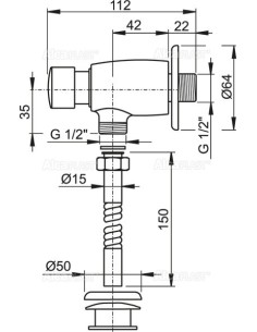 Alcaplast Zawór spłukujący pisuarowy ATS001 2