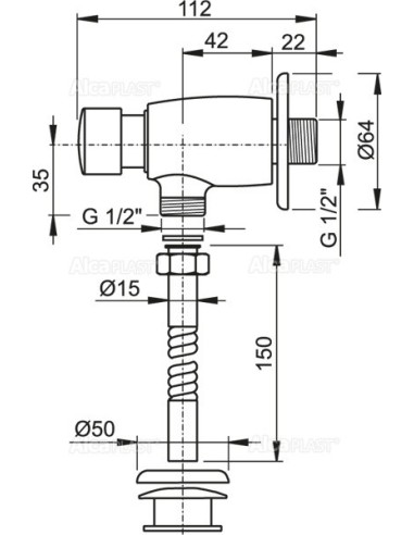 Alcaplast Zawór spłukujący pisuarowy ATS001