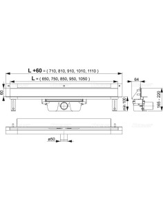 Alcaplast Spa - System odpływowy do zabudowy w ścianie (Stal nierdzewna połysk) APZ5-EDEN-650 2