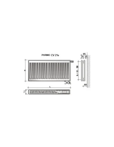 Grzejnik płytowy Purmo Ventil Compact CV 21s 300x400 F07210304010300