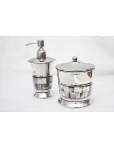 Dozownik do płynów  + pudełeczko stal niklowana+ masa perłowa Lux Uriante